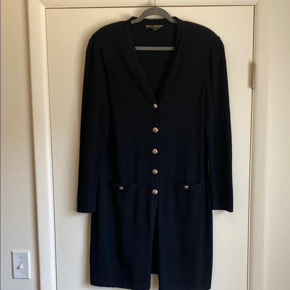 St. John Sport Black Blazer with Classic V-Neck